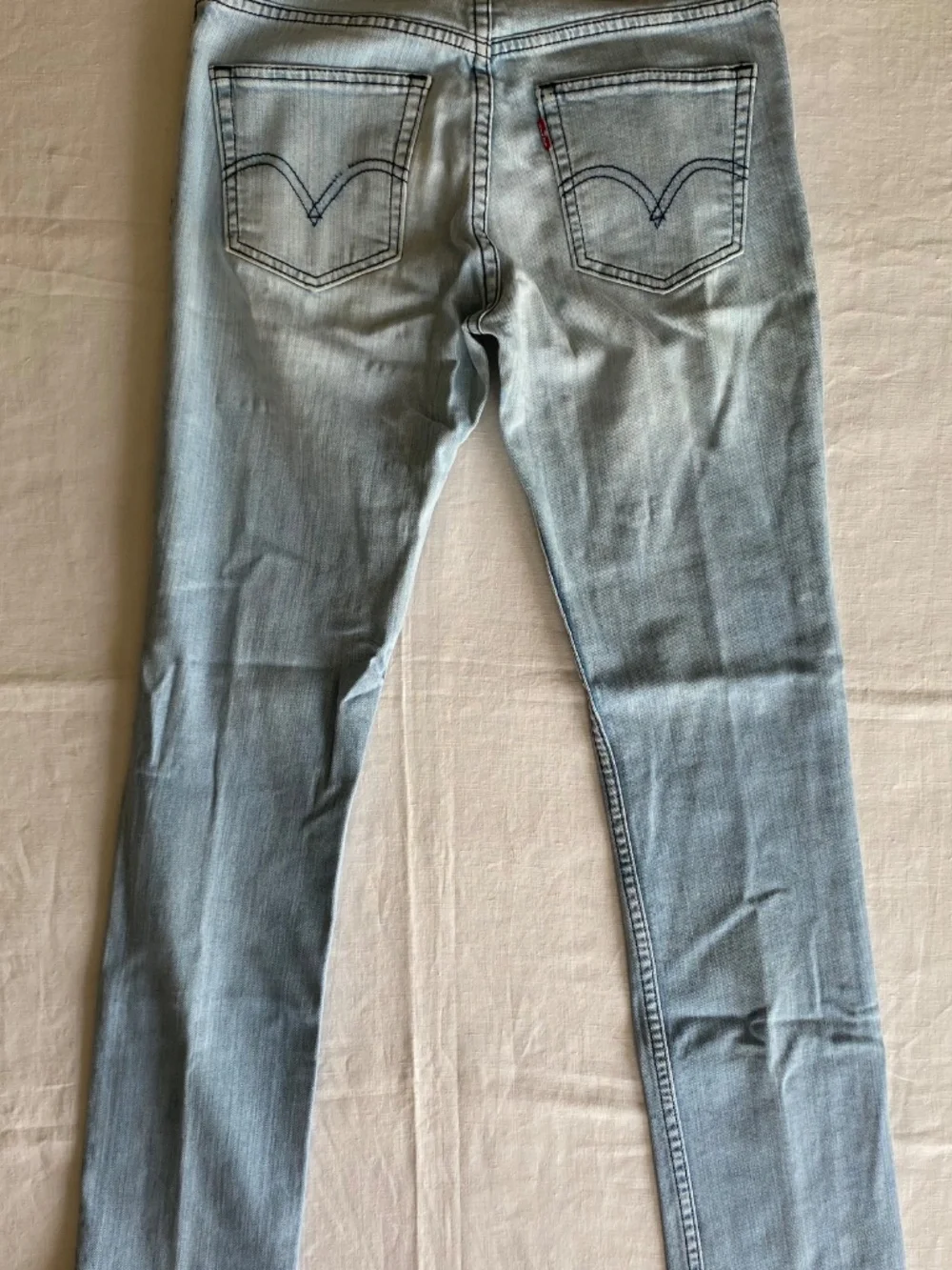 Levi's 510 30 x 30 Unisex Light Blue Navy Stitch Skinny Vintage Distressed
